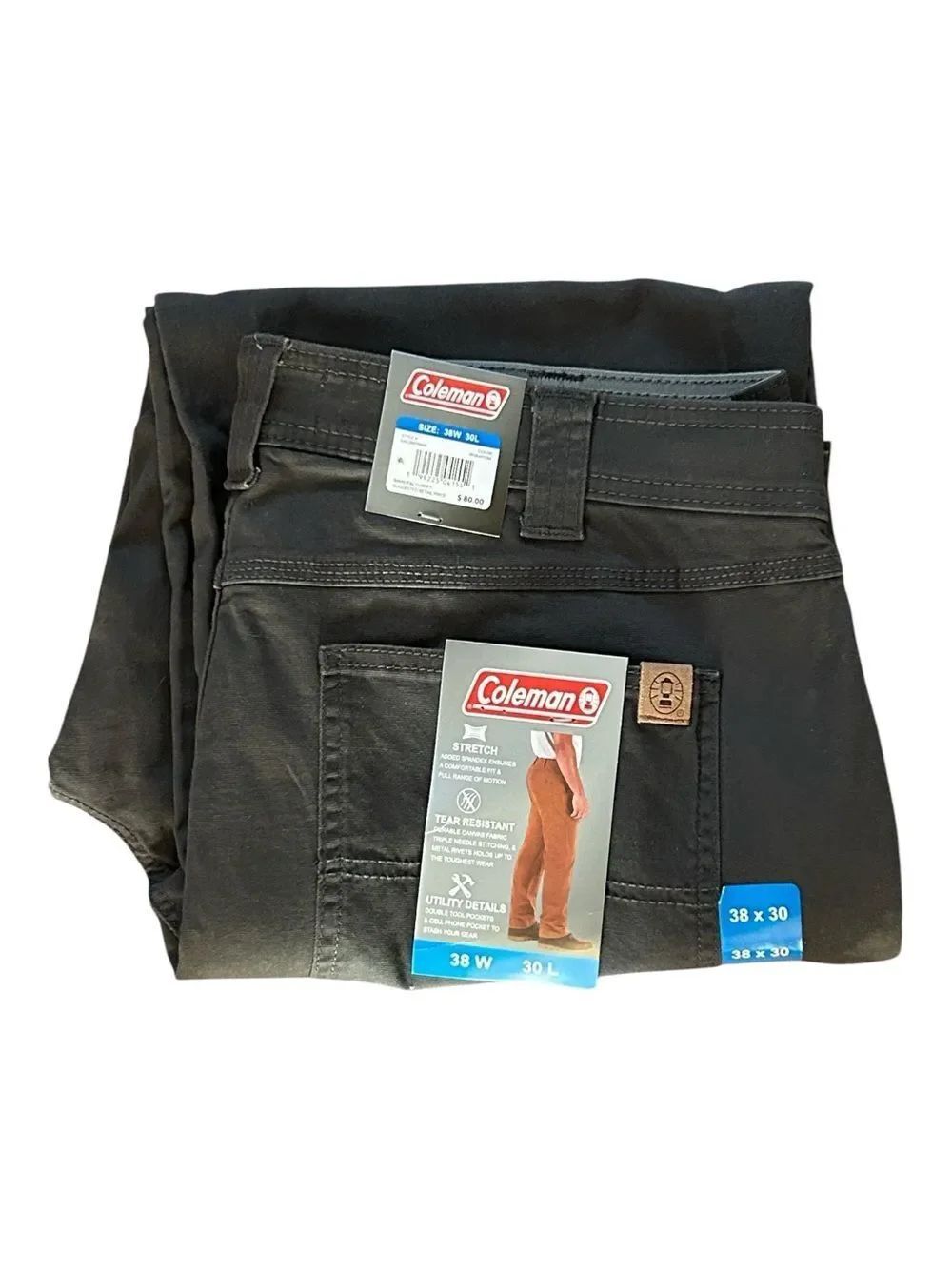 NEW Coleman Mens Dark Grey Utility Pants 38 x 30